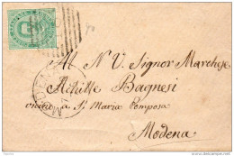 1876 LETTERA CON ANNULLO MODENA - Marcophilie