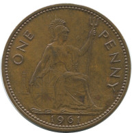 PENNY 1961 UK GROßBRITANNIEN GREAT BRITAIN Münze #AG898.1.D.A - D. 1 Penny