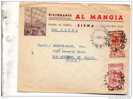 1953 LETTERA INTESTATA RISTORANTE AL MANGIA CON ANNULLO SIENA - 1946-60: Poststempel