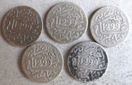 5 Pièces De  1/2 Dirham (1/20 RIAL) AH 1299 Paris. Hassan I , En Argent - Morocco