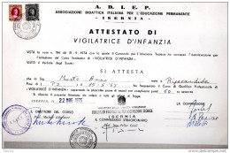 1976 ISERNIA -  ATTESTATO DI VIGILATRICE D'INFANZIA - Diploma & School Reports