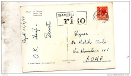 1957 CARTOLINA     CON ANNULLO NAPOLI     + TARGHETTA -  MANGIATE RISO - 1946-60: Poststempel
