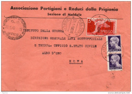 1946 LETTERA INTESTATA ASSOCIAZIONE PARTIGIANI E REDUCI DALLA PRIGIONIA  SEZ.  DI MELDOLA FORLI' - Marcophilie