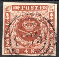 Danmark,4 FRM 1858 Type I, Brown Cancel 169 Rural Post Route - Used Stamps