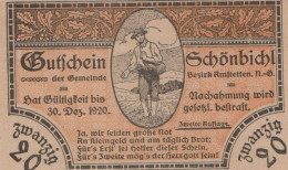 20 HELLER 1920 Stadt SCHoNBICHEL Niedrigeren Österreich UNC Österreich Notgeld #PH004 - Lokale Ausgaben