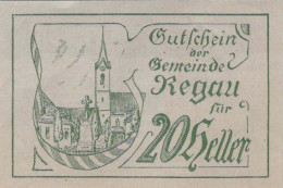 20 HELLER 1920 Stadt REGAU Oberösterreich Österreich UNC Österreich Notgeld Banknote #PH057 - [11] Emisiones Locales
