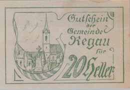 20 HELLER 1920 Stadt REGAU Oberösterreich Österreich Notgeld Banknote #PI242 - [11] Emissions Locales