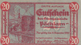 20 HELLER 1920 Stadt PÖCHLARN Niedrigeren Österreich Notgeld Papiergeld Banknote #PG983 - [11] Emissions Locales