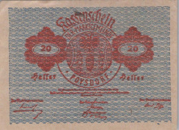 20 HELLER 1920 Stadt POYSDORF Niedrigeren Österreich Notgeld Papiergeld Banknote #PG971 - [11] Local Banknote Issues
