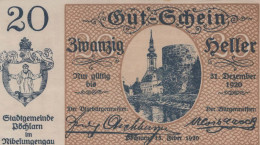 20 HELLER 1920 Stadt PoCHLARN Niedrigeren Österreich Notgeld Banknote #PE390 - [11] Emisiones Locales