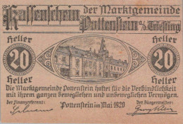 20 HELLER 1920 Stadt POTTENSTEIN Niedrigeren Österreich Notgeld #PE330 - [11] Local Banknote Issues