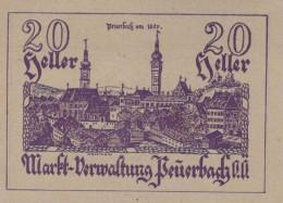 20 HELLER 1920 Stadt PEUERBACH Oberösterreich Österreich Notgeld Banknote #PE381 - [11] Emissions Locales