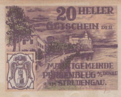 20 HELLER 1920 Stadt PERSENBEUG Niedrigeren Österreich Notgeld #PE266 - [11] Local Banknote Issues