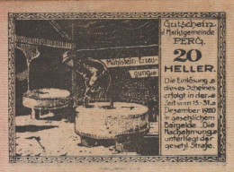 20 HELLER 1920 Stadt PERG Oberösterreich Österreich Notgeld Banknote #PE373 - [11] Emissions Locales