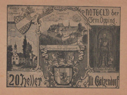 20 HELLER 1920 Stadt OPPING Oberösterreich Österreich Notgeld Banknote #PF744 - [11] Emissions Locales
