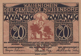 20 HELLER 1920 Stadt NUSSENDORF-ARTSTETTEN Niedrigeren Österreich Notgeld Papiergeld Banknote #PG640 - [11] Emissions Locales