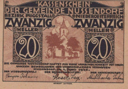 20 HELLER 1920 Stadt NUSSENDORF-ARTSTETTEN Niedrigeren Österreich #PE255 - [11] Emissions Locales