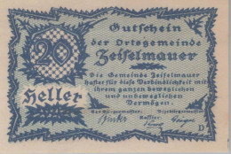 20 HELLER 1920 Stadt ZEISELMAUER Niedrigeren Österreich Notgeld #PE121 - [11] Emisiones Locales