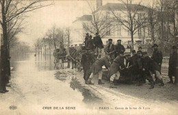 PARIS CRUE DE LA SEINE ENTREE DE LA RUE DE LYON - Überschwemmung 1910