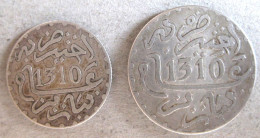 Maroc . 2 Pièces De 1/2 Dirham Et 1 Dirham AH 1310 – 1893 Paris, Hassan I , En Argent - Morocco