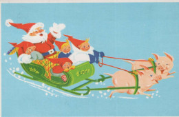 SANTA CLAUS Happy New Year Christmas Vintage Postcard CPA #PKE036.A - Santa Claus