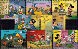 MWD-BK8-455-1 MINT PF/MNH ¤ UGANDA 1991 8w In Serie ¤ THE WORLD OF WALT DISNEY - PHILANIPPON '91 - Disney