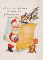 SANTA CLAUS ANIMALS CHRISTMAS Holidays Vintage Postcard CPSM #PAK807.GB - Santa Claus