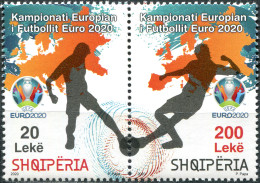 Albania 2020. European Football Championship 2020 (MNH OG) Block Of 2 Stamps - Albania