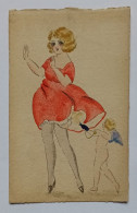 Illustrateur Géo (1922) - Femme Blonde En Robe Rouge Avec Angelot Soulevant La Robe...) - 1900-1949