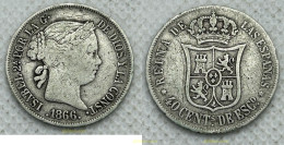 3711 ESPAÑA 1866 ISABEL II 1866 - 40 Cts De Escudo Madrid - Collections