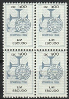 Revenue, Portugal - Estampilha Fiscal, Série De 1990 -|- 1$00 - Block MNH - Unused Stamps