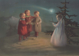 ÁNGEL Feliz Año Navidad Vintage Tarjeta Postal CPSM #PAS725.ES - Angels