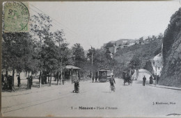 C. P. A. : MONACO : Place D'Armes, Tramway, Animé, Timbre En 1908 - Other & Unclassified