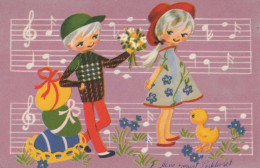 OSTERN KINDER EI Vintage Ansichtskarte Postkarte CPA #PKE207.DE - Pâques