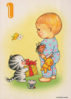 BUON COMPLEANNO 1 Años KID BAMBINO Vintage Cartolina CPSM #PBU011.IT - Anniversaire