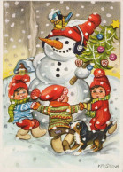 Buon Anno Natale BAMBINO PUPAZZO Vintage Cartolina CPSM #PAY661.IT - Nouvel An