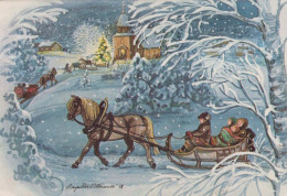 Buon Anno Natale CAVALLO Vintage Cartolina CPSM #PAW573.IT - Nouvel An