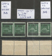 Luogotenenza 1945 Soprastampati L.2/c.25 ** MNH # 525g Varietà Spazio Tra "2" E "LIRE" #2 Coppie Fil Diritta + Capov. - Collections