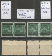 Luogotenenza 1945 Soprastampati L.2/c.25 ** MNH # 525g Varietà Spazio Tra "2" E "LIRE" #2 Coppie Fil Diritta + Capov. - Zonder Classificatie