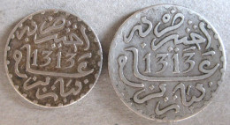 2 Pièces De  1/2 Dirham Et 1 Dirham  AH 1313 – 1895  Paris . Abdül Aziz I , En Argent, Lec# 101 Et 120 - Morocco