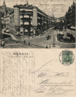 Ansichtskarte Baden-Baden Leopoldsplatz Belebt Mit Hotel Victoria 1908 - Baden-Baden