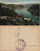 St. Goarshausen Rheindampfer Rhein Schiff Passiert Burg Katz 1910 - Other & Unclassified