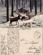 Ansichtskarte  Winter Schnee Stimmungsbild Hirsch Reh 1915  Gel Feldpost Glowno - Non Classés