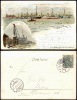 Ansichtskarte Litho AK Hamburg 2 Bild Strandhafen, Der Große Krahn 1900 - Other & Unclassified