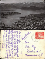 Ansichtskarte Luzern Lucerna Luftbild Aus Großer Höhe 1956 - Autres & Non Classés