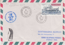 TAAF Cover Expeditions Polaires Francaises Ca Dumont D'Urville Terre Adelie 18.12.1981 (AW220) - Antarctic Expeditions