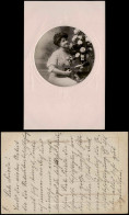 Menschen Soziales Leben Frau Musizierend Porträtfoto-AK 1920 Passepartout - People