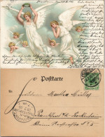Engel In Den Wolken - Künstlerkarte Ankunftstempel Bockenheim 1900 - Unclassified