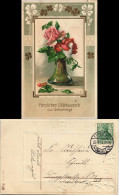 Glückwunsch Grußkarten Geburtstag Blumen Gerahmt Mit Kleeblätter 1912 Prägekarte - Anniversaire