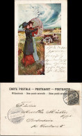 Ansichtskarte  Feine Damen Auf Der Weide Bei Sturm - Künstlerkarte 1901 - 1900-1949